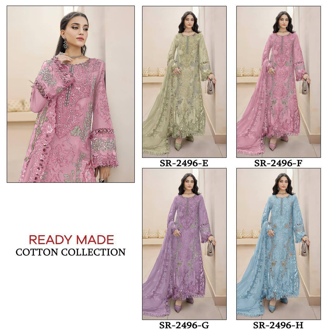 SR-2496 by Shree Fabs 2496 A to 2496 D series Pakistani Suits casual Wear Cotton Readymade Stitched Dresses At Wholesale